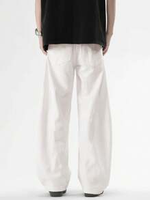 1 pieza Pantalones vaqueros holgados de estilo estadounidense de 100% algodón de ajuste suelto y pierna ancha para hombres