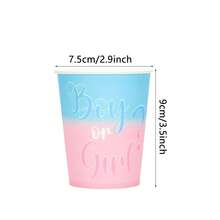 10个/20个/50个粉色和蓝色纸质派对杯性别揭秘派对纸杯，适用于果汁咖啡热饮冷饮性别揭秘派对用品 - 彩色 - 查看 2
