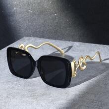 1 par de gafas de sol de moda con montura metálica y diseño de ojo de gato oversize - Marcos semitransparentes, lentes degradados, detalles en oro, disponible en varios colores | Accesorio perfecto para fiestas y atuendos casuales | Declaración de moda audaz | Marcos de policarbonato - Multicolor - Ver 8
