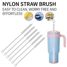 12PCS Straw Cleaning Brush, 9in/23cm Long Stainless Steel Straw Brush, 2in/5cm*0.4in/1cm White Nylon Brush, Suitable For 40/30/20 Oz , Cup, Water Bottle, Milk Cup, Glass Cup, Drinking Straw, Stainless Steel Straw, Glass Straw, Silicone Straw, Plastic Straw, Tube Or Hummingbird Feeder Straw, Reusable Pipe Straw Cleaner, Suitable For Multi-Purpose Cleaning Use In Home Kitchen