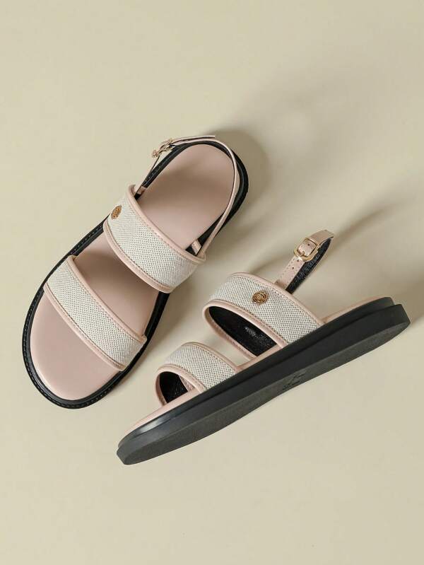 Sandalias de plataforma con cuña cómoda, de suela gruesa, con tiras, de puntera abierta para mujer, en estilo colorblock rosa bohemio retro para playa y casual, antideslizantes, adecuadas para primavera, verano y otoño, talla 41-43