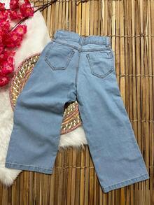 GIRLS PANTS CHILDREN'S WIND LAG JEANS DEFIADED GIRLS - Medium Wash - View 2