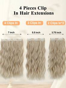 nimoki 4Pcs Clip In Hair Extensions 12Inch Water Ripple Hair Extensions Curly Hair Extension Clips Synthetic Hair Extensions For Women Daily Use - Gold - View 2