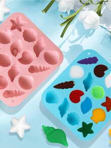 16-Hole Ocean Theme Silicone Mold, Ocean Style (Sea Shell, Conch, Starfish), Very Suitable For Baking, Epoxy Resin Projects, Ice Tray Molds. Ocean Style Silicone Silicone Mold - Shell Conch Starfish Mold Chocolate Mold - Drop Mold - Baking Mold