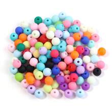 20-100 unidades/pacote de contas redondas pintadas de acrílico, sortimento de cores aleatórias, vários tamanhos, cores doces fofas e casuais da moda para fazer joias faça você mesmo, colar, pulseira, chaveiro, decoração de telefone, atacado