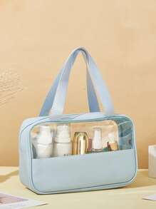 3pcs/Set Large Capacity Cosmetic Bag PVC Waterproof Makeup Bag Transparent Travel Organizer Bag Makeup Brush Bag Cosmetic Bag Perfume Storage Box, Essential For Summer Holiday Travel, Beach Bag, Handbag, Suitable For Skincare, Makeup, Bathroom Storage, Lipstick, Makeup Pencils, Shampoo, Toothbrush, Curling Brush, Etc.