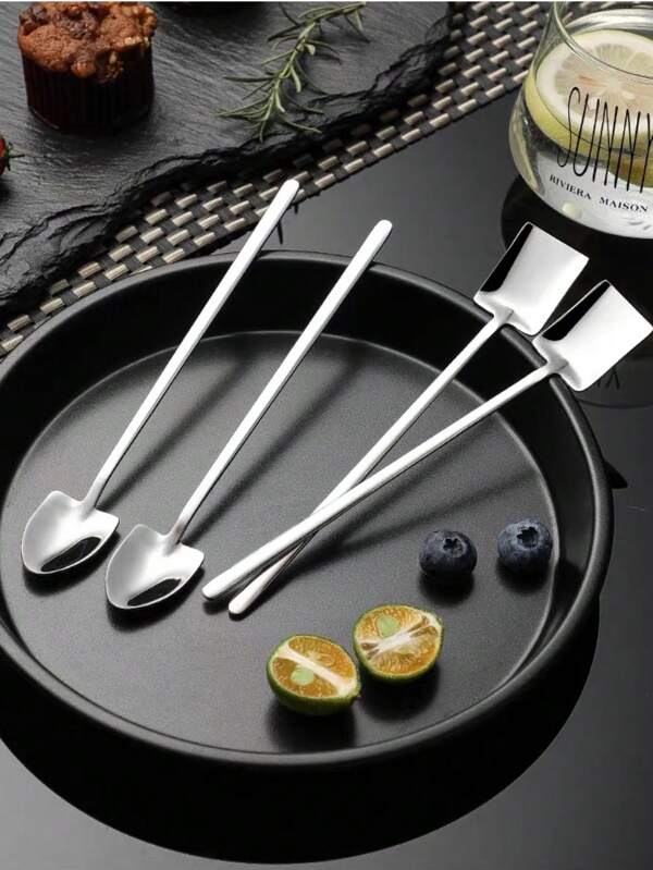 Stainless Steel Creative Spatula, Multi-Function Shovel Spoon Ideal For Eating Ice Cream, Melon, Coffee, Milk Tea, And Juice Long Handle Stirring Spoon Suitable For Home Kitchens, Family Dinners, Coffee Shops, Bubble Tea Shops, Camping Utensils, Outdoor Travel, Kitchen Essentials