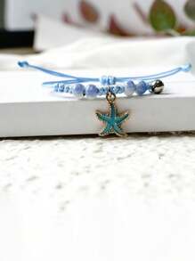 Dos pulseras hermosas con forma de estrella de mar y horario de Jiayu Ceramics, una pareja de pulseras, un regalo para tu ser querido. Las pulseras se pueden extender y contraer libremente en tamaño. Son perfectas para regalar a amigos, parejas, padres o como pequeños regalos para fiestas en verano