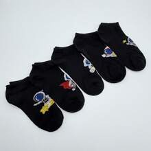 5 pares de calcetines tornozelo cortos de verano, delgados y de colores variados con estampado de astronauta, perfectos para hombres y mujeres en actividades al aire libre