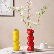 NJCHARMS Njcharms Lemon Shape Ceramic Vase, Rustic Farmhouse Vase For Table Decor, Wedding Arrangements, Office Decor, Unique Design, Dual Purpose Home Office, Flower Arrangements In Vases For Party Or Home Decor Gifts Birthday Graduation Room Decor Flower Vase Glass Vase