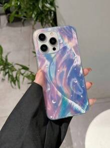 Funda protectora de silicona con diseño de gradiente, plumas y estrellas, de alto nivel y creativa, carcasa rígida a prueba de golpes compatible con 15 Pro Max/14/13 Pro