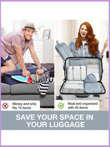 7件套旅行收纳套装，可折叠行李收纳袋，压缩袋，包括洗漱包、化妆包、内衣包、鞋袋、内衣和袜子收纳袋，适用于行李、旅行、季节性收纳、行李箱收纳，容量大