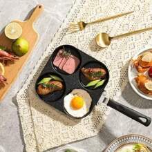 1pc Stainless Steel Frying Pan With 4 Cup Egg Cooker, Non-Stick Coated Multi-Function Breakfast Skillet, Suitable For Eggs, Pancakes, Crepes, Compatible With Gas & Induction Stove