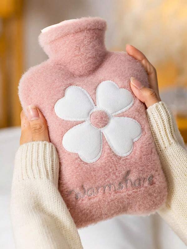 1pc 500ml Pink Hot Water Bag (A Water-Fillable One With Thickened Plush Material), Suitable For Female Use To Apply Heat To The Lower Abdomen During Menstruation; A Portable Hand Warmer; A Mysterious Gift For Women/Couples.