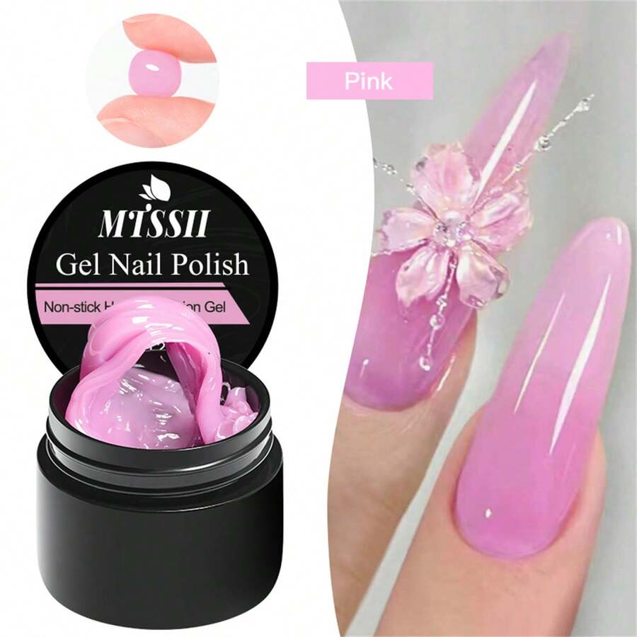 Mtssii 8ml Clear Non Stick Hand Extension Gel Nail Polish For 3D Shaping Nail Art Solid Milky Jelly Hard Gel For Fake Nail Carving Flower Nail Art Acrylic Gel Varnish Solid Builder Gel Easy To Operate Manicure For Home And Slaon - 淺粉色 - 查看 1