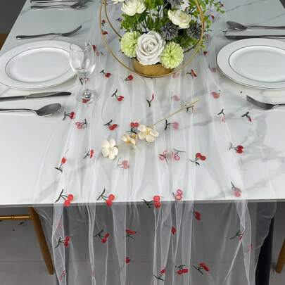 1 قطعة/3 قطعات من منضدة ممرة مطرزة بنمط الكرز، ديكور منزلي، مناسب لحفلات الزفاف والمناسبات العطلات المختلفة