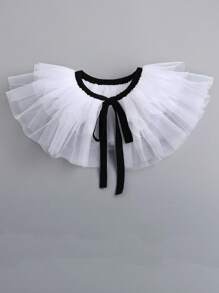 1pc Exaggerated Puff Ruffled Detachable Mesh Fake Collar For Women