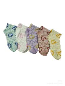 5 أزواج من الجوارب النسائية ذات التصميم بشكل القلب للصيف، رقيقة وقابلة للتنفس، منخفضة القطع، بتصميم مفتوح ملون وأنيق، يتم التوصيل بشكل عشوائي - متعدد الألوان - مشاهدة 6