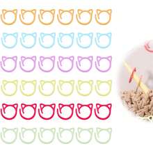 24-100 Stück Mehrfarbige Katzenohr-förmige Maschenmarkierer, offene spiralförmige Metallringe, kleine Katzen-Metallhäkelmarkierer, geeignet für DIY Garn Häkeln Stricken Nähen, Strick-Reihen-Zähler Projektverfolger Zubehör