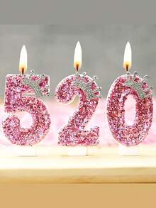 Pale Pink Crystal Crown Numbered 0-9 Birthday Princess Theme Party Cake Decorative Candles