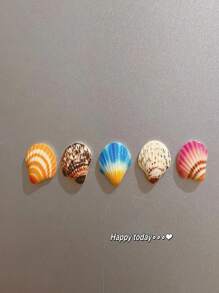 5pcs, Cute Seashell Fridge Magnets, Seaside Seashell Fridge Magnets, Strong Decorative Magnetic Stickers For Kitchen