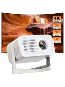 1pc Portable Mini 4K Full HD Projector, 300 ANSI Lumens, Desktop Installation, Multiple Plug Types, Wireless, 4:3 Aspect Ratio, Built-In Speaker Home Theater, Outdoor Home Cinema Portable Projector - Smart, LED Video Projector Compatible With TV, PC, Tablet, Remote Control, Ideal For Home Theater, Christmas, Halloween, Thanksgiving, All Holiday Parties