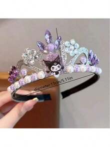 Sanrio 1pc Elegant Black & White Resin Crown Headband - 1 Purple And 1 Pink Headbands, Great For Costume, Ideal Birthday Party And Gift