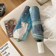 1pc High-Quality Cute Cartoon Folding Umbrella, Fully Automatic Anti-UV, Windproof, Sunshade And Rain Use, Portable Parasol