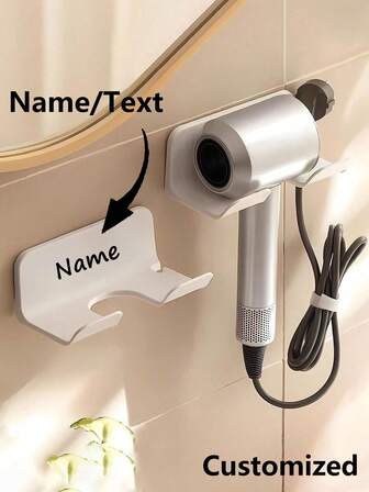 Anpassad frihandshållen hårtorkshållare, väggmonterad badrumsförvaringshylla, sömlös pasta, frihandshållare för hårtork i badrummet, förvaringsställ för hårtork