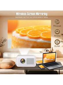 1pc Portable Mini 4K Full HD Projector, 300 ANSI Lumens, Desktop Installation, Multiple Plug Types, Wireless, 4:3 Aspect Ratio, Built-In Speaker Home Theater, Outdoor Home Cinema Portable Projector - Smart, LED Video Projector Compatible With TV, PC, Tablet, Remote Control, Ideal For Home Theater, Christmas, Halloween, Thanksgiving, All Holiday Parties