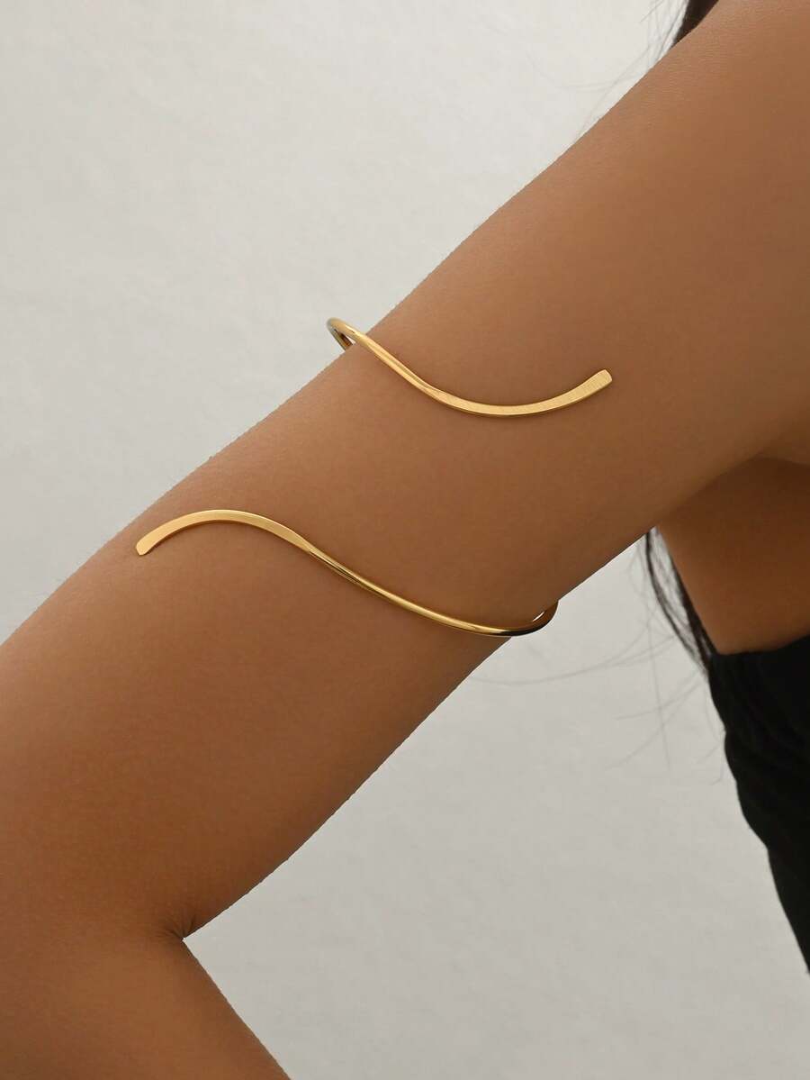 1 件简约几何开口手镯，适合女士日常佩戴 - 幾何 - 查看 1