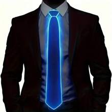 LED Light-Up Necktie - Neon EL Wire, Clothing Accessory For Jackets And Shirts, Suitable For Parties, Performances, Halloween, Role-Playing, Bar Atmosphere - Elegant Style, Batteries Not Included