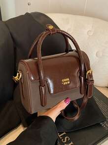 Minimalist Vintage Style Women's Handbag, New Fashion High-End Sense Crossbody Bag, Niche Design PU Flip Cover Texture Small Square Bag, Casual Simple Solid Color For Work Commute, Large Capacity Shoulder Bag, Daily Versatile Shopping Party Underarm Bag