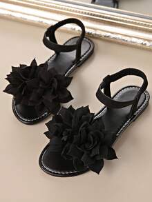 Casual Sweet Bow Design Flat Sandals, Elegant Footwear Suitable For Special Occasions, Fashionable & Comfortable, Versatile Style That Elevates Any Outfit - Black - View 1