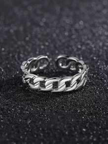 1 pièce Bague chaîne unique et ajourée pour homme, bague en alliage au look vintage usé tressé
