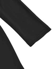 Vestidos de fiesta de cena, rave y mujer de manga larga, cuello redondo, de un solo color, con abertura lateral, con brillo y brillantes