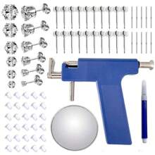 Kit per piercing professionale per orecchie, per uso in salone o domestico, con 20 pezzi di orecchini a perno in acciaio inossidabile, 12 pezzi di orecchini in zirconia, 10 pezzi di perni per orecchie in argento 925