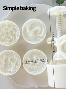 4-Piece Set Of Pastry Molds With Blessing Patterns, Birthday Gift Baking Sets, Bento Supplies, Handmade DIY Cookies Molds, Cake, Biscuit, Stamp Biscuit Cutting Molds, Holiday Party Mooncake Bean Paste Cake Kitchen Tools,Dessert Mold.Mooncake Mold Set Cookie Shaper.