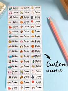 Etiquetas personalizadas con nombre, pegatinas transparentes personalizadas con nombre - Etiquetas con nombre resistentes al agua, pegatinas personalizadas para papelería, suministros para jardín de infantes, etiquetas personalizadas, resistentes al agua, sellado, sin plancha, reutilizables, adhesivo exquisito, lindo, adorable, colorido personalizado, único, regalo ideal para él, ella, familia, amigos, hijo, hija, estudiantes de la escuela para aniversarios, Día del Niño, cumpleaños, escuela, hogar, vuelta al colegio