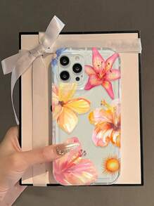 Hibiscus Flower Floral Print Clear Phone Case Compatible With IPhone 13/11/12/16/14/15/15Pro/15Plus/15ProMax/7Plus/8Plus/X/XS Max/XR/11Pro/12Pro/13Pro/14Pro/12Mini/13Mini/11ProMax/12ProMax/13ProMax/14ProMax/14Plus/6/6S/6Plus/7/8/16Pro/16Plus/16ProMax/SE And Galaxy A54/A14/A12/A13/A15/A32/A33/A24/A52S/S20/S21/S22/S23/S24/S23Plus/S24Ultra/S25/A15/A33/A23