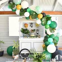 10pcs Artificial Tropical Palm Leaves, Hawaiian Luau Jungle Decor For Autumn, Plastic Fake Plants For Home Living Room Desktop Decor, Suitable For Wedding, Engagement, Halloween, St. Patrick's Day, Father's Day - No Container Included