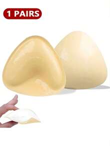 1 Pair Of Double Sided Self-Adhesive Bra Pads, Chest Pads Adhesive Pads, Reusable Padding Pads, Bra Bikini Invisible Thickened Chest Pads Waterproof For Swimming - Apricot - View 7