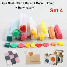 Small Rectangle Silicone Soap Mold Kits With Wooden Box & Lid DIY Handmade Soap Making And Melt Pour Mould 20oz 600ml, Heart Moon Tube Column Silicone Soap Candle Mold Embed Soap Making Supplies - Multicolor - View 5