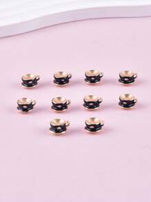 10pcs Mixed Style Cup, Teapot, Donut Shaped DIY Zinc Alloy Jewelry Pendant, Earrings, Necklace Accessories