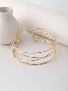 1 pieza Brazalete de metal con líneas cruzadas