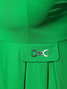 Green A Line Dresses Short Sleeves Classy Church Female Event Party Work Business Plus Size Ladies - Green - View 9