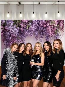 1pc Purple Wisteria Vine Wall Photography Backdrops Green Leaves Flowers Wall Party Banner 59.1*39.4/82.7*59.1/106.3*70.9 Inches Floral Newborn Shower Birthday Wedding Photo Background Indoor Outdoor Decoration Supplies