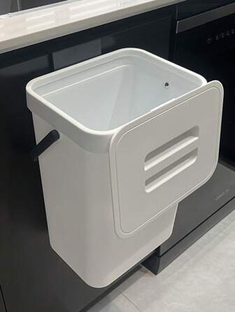 1pc Multi-Function Trash Can, 3L/0.79 Gallon Hanging Garbage Bin, Convenient Kitchen Trash Can, 2-In-1 Wall-Mounted Trash Can, High-Quality Compost Bin, Office Waste Bin, Home Supplies, Kitchen Accessories