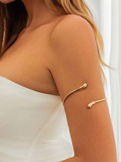 1 سوار أساور مفتوح على شكل قطرة سائلة مذابة عصري، سوار معدني بطراز السيولة المتدفقة للنساء