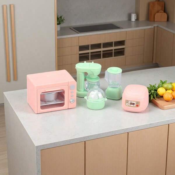 5 pièces/3 pièces/2 pièces Ados - Combinaison ciblée de mini-fours, cuiseurs de riz, centrifugeuses, cuiseurs à œufs et cafetières en plastique - Jouets mignons pour la décoration de maison de poupée, parfaits pour offrir lors de festivals, d'anniversaires et de fêtes